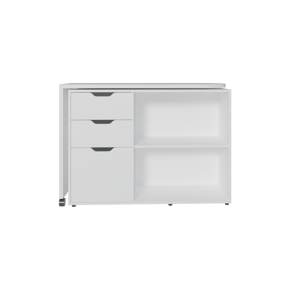 44-Inch Lamont Rotable Writing Desk with Casters and 2-Drawer – Indoor Use And Assembly Required
