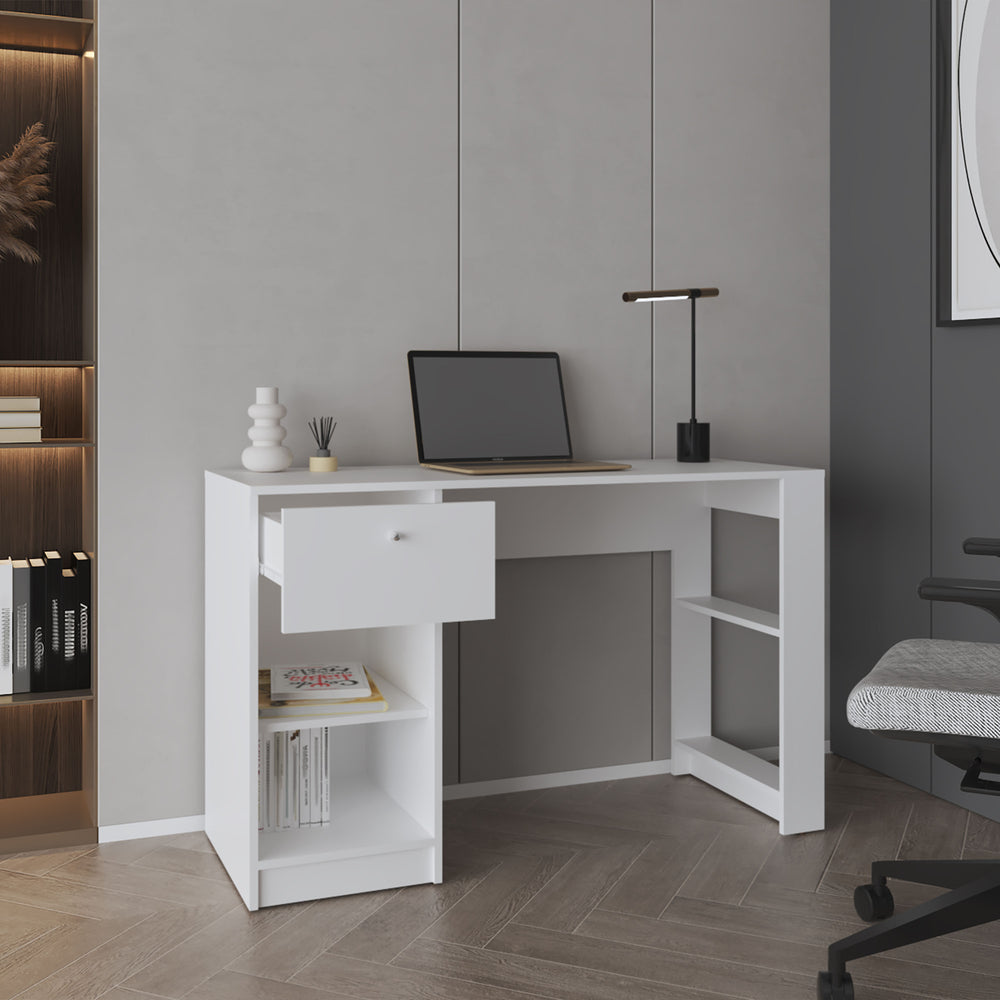 47-Inch Tolsona Writing Desk with 1-Drawer and 2 Open Shelves – Top Drawer Storage