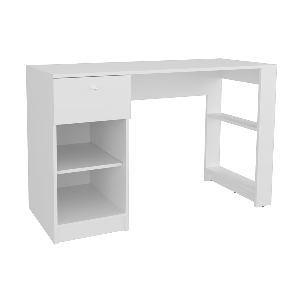 47-Inch Tolsona Writing Desk with 1-Drawer and 2 Open Shelves – Open Shelving On Both Sides