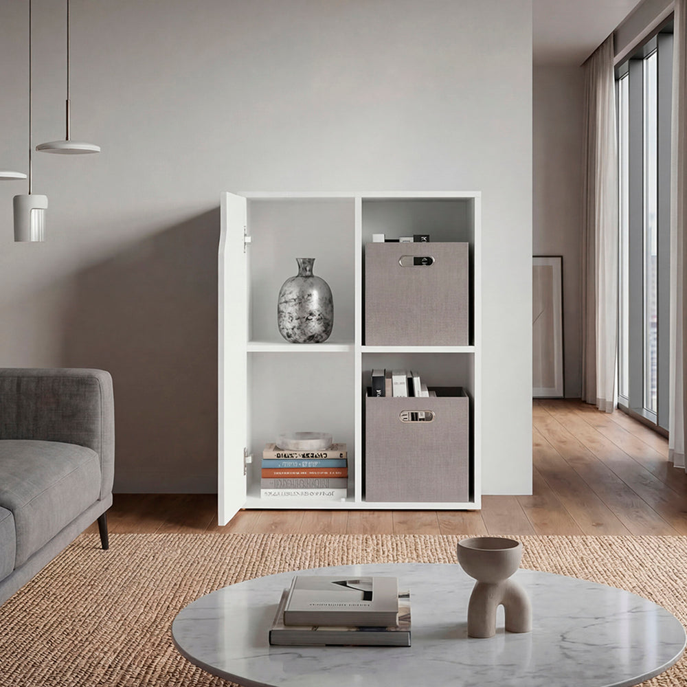 24-Inch Loma Bookshelf Furniture with 4 Open Shelves – Closed Door Section