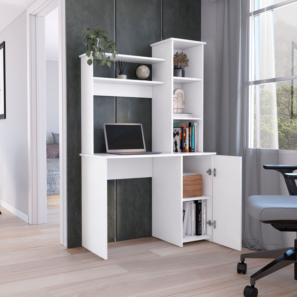 39-Inch Muncy Computer Desk with Single Door – Concealed Cabinet Storage