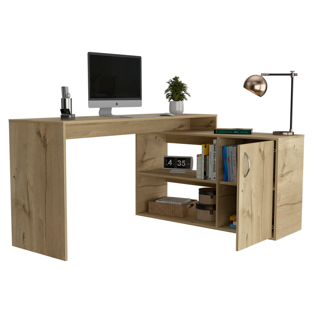 60-Inch Boston L-Shaped Computer Desk with Single Door and 2 Open Shelves – L-Shaped Corner Layout