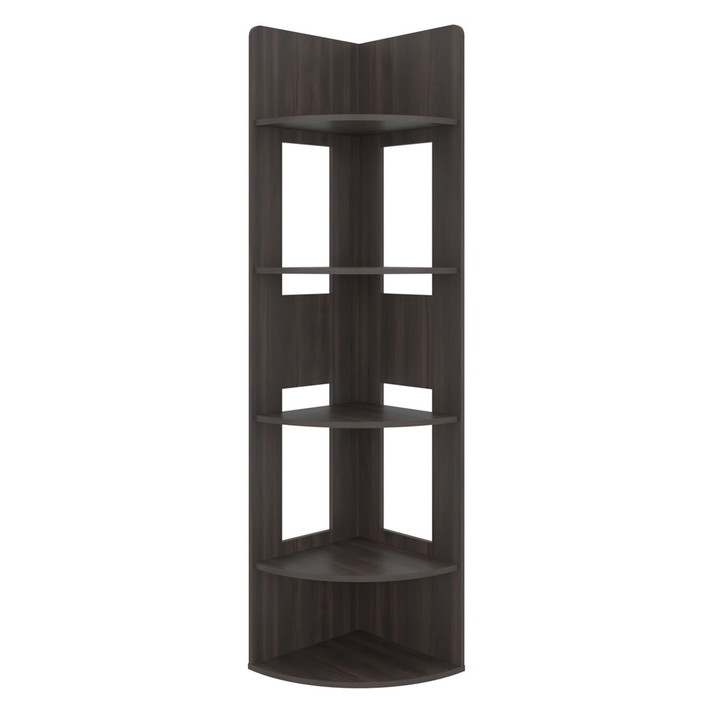 67"- Inch Hays Corner Bookcase  with Five Open Shelves – Corner-Fitting Shape