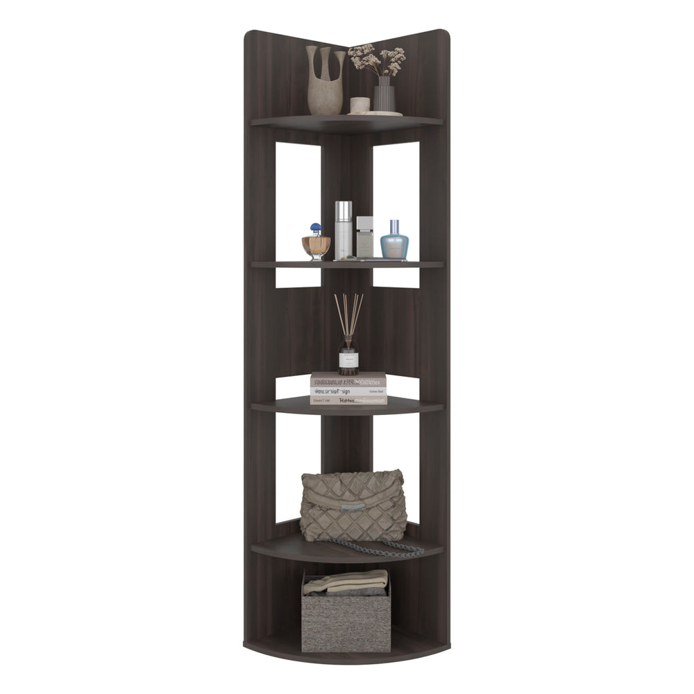67"- Inch Hays Corner Bookcase  with Five Open Shelves – Open Storage Shelves
