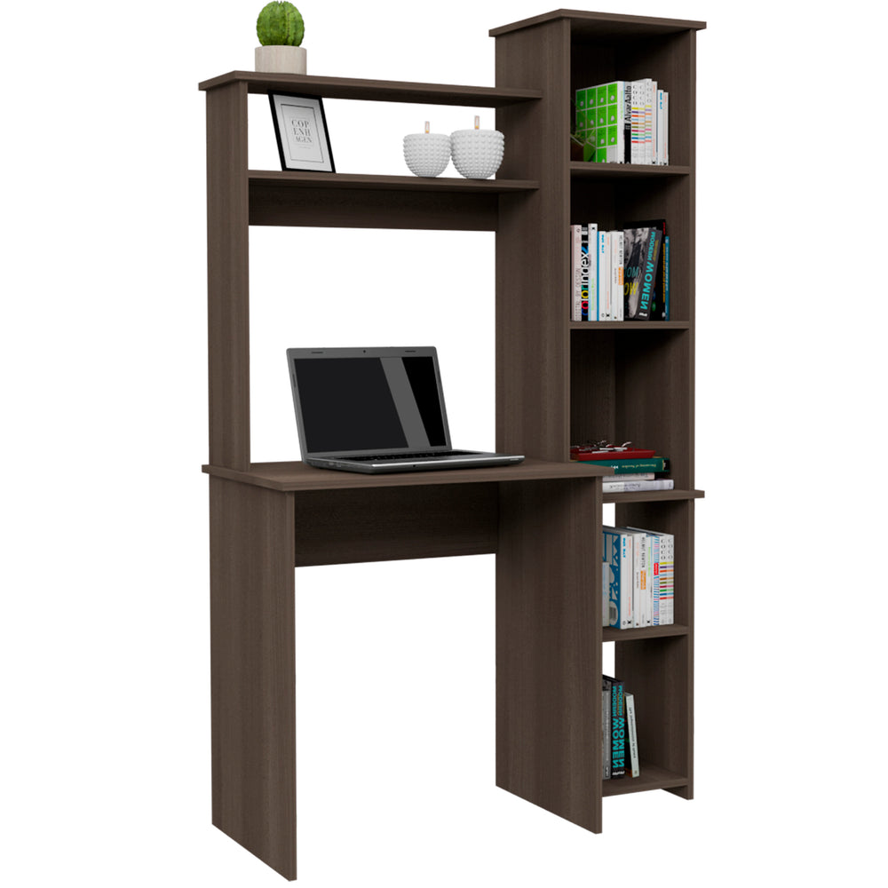 39-Inch Aramis Writing Desk with 5 Open Shelves – Hutch Shelf Storage