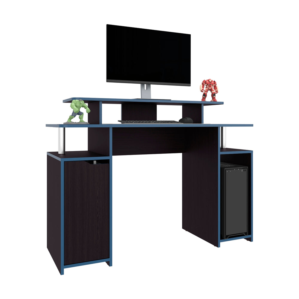47-Inch Hobart Gaming Writing Desk with Single Door and 6 Open Shelves – Open Tower Bay