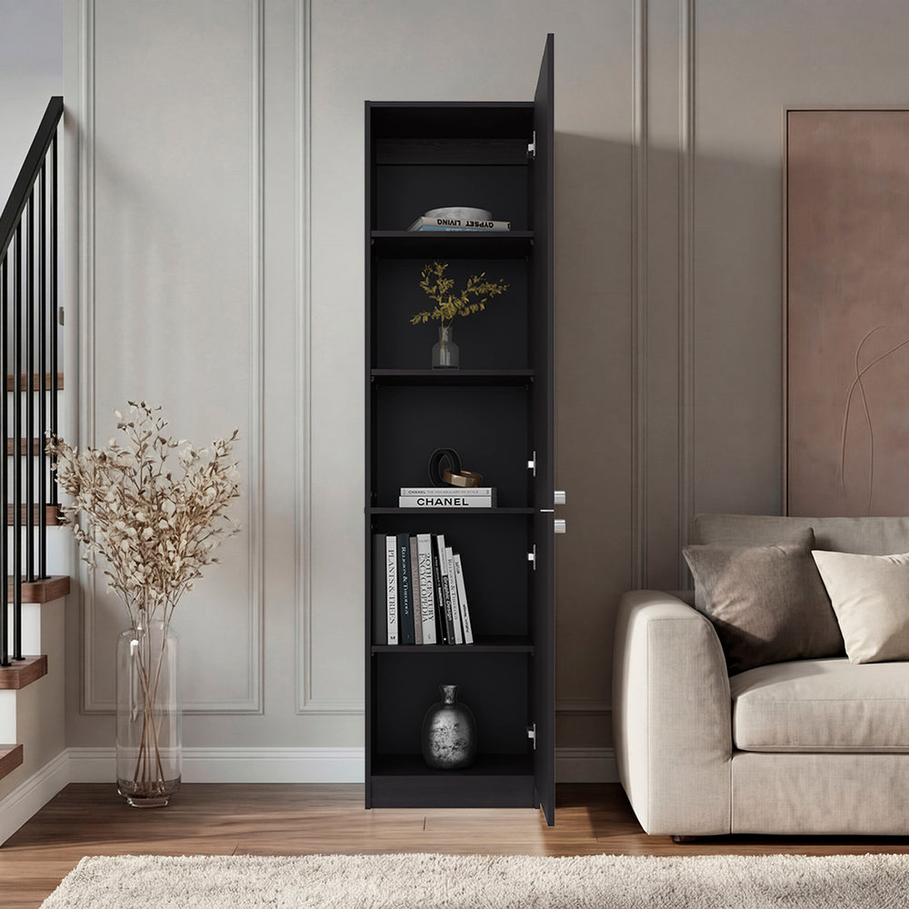 18-Inch Butte Tall Ladder Bookcase with Double Door – Stacked Cabinet Doors