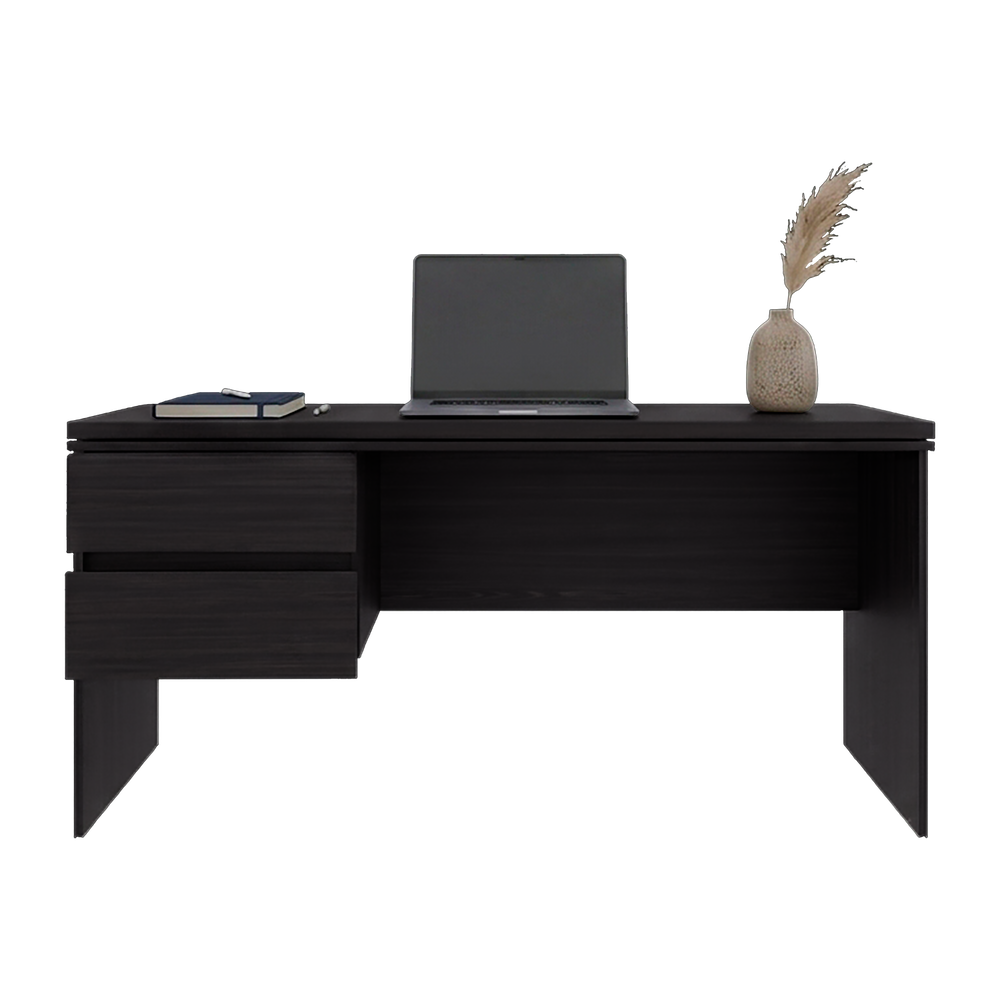 29-Inch Tetlin Home Office Desk with 2 Drawers – Modern Computer Desk with Side Drawer Unit & Large Work Surface – Black Wengue Manufactured Wood