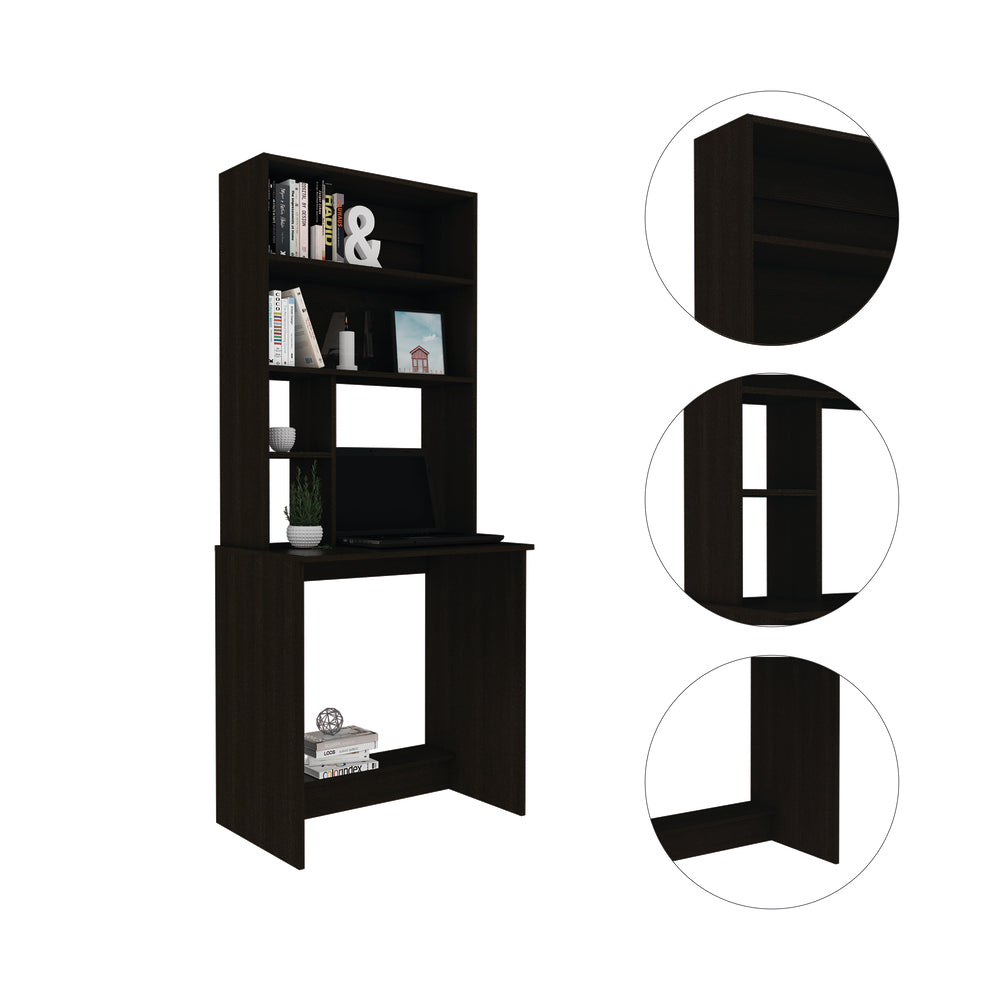 30-Inch Motley Writing Desk with 4 Open Shelves – Open Leg Workspace