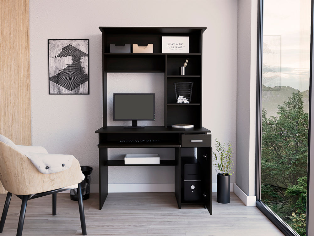 43-Inch Xalo Compu Hutch Writing Desk with 1-Drawer – Concealed CPU Storage