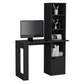 DEPOT E-SHOP Ripley Writing Desk With Bookcase and Cabinet, Black