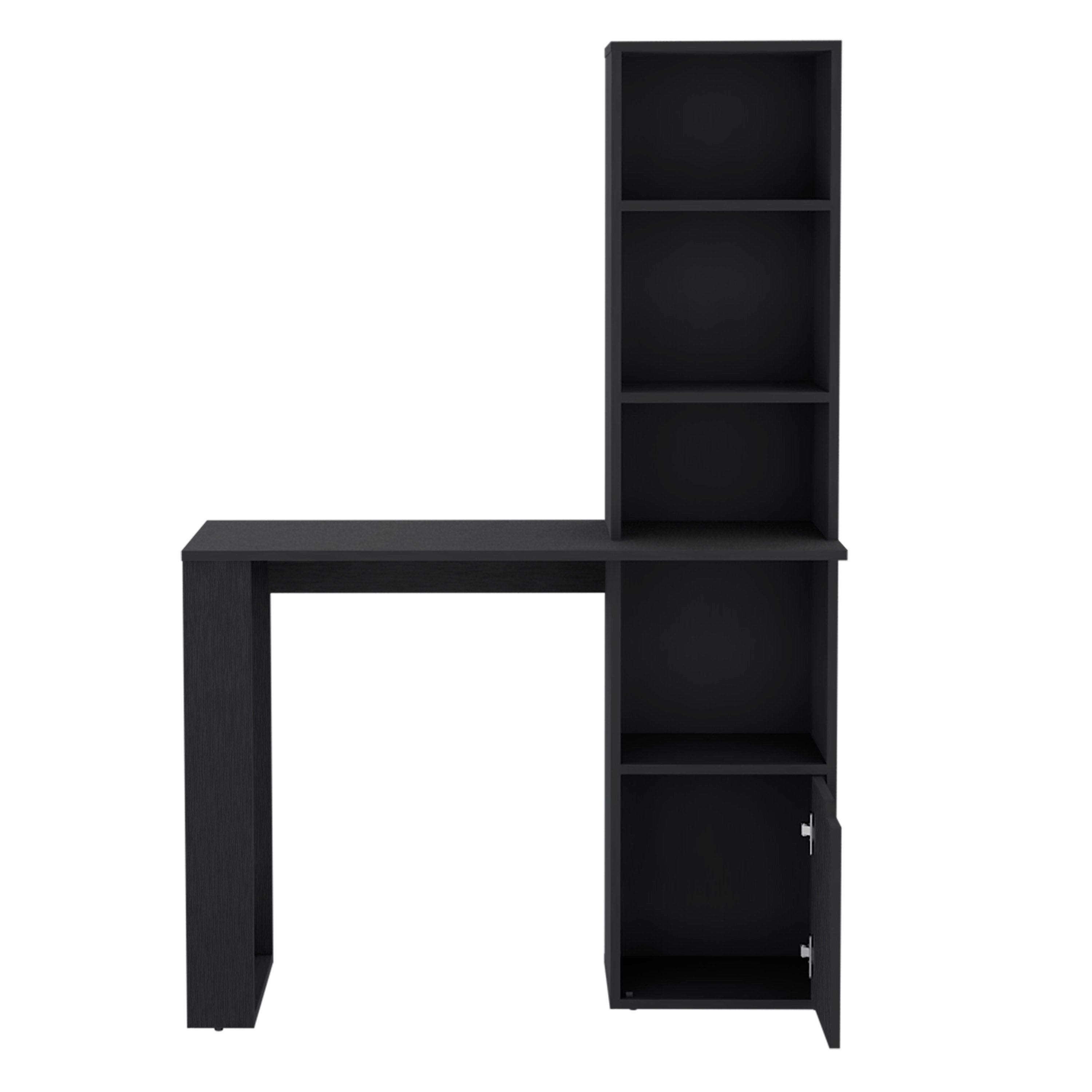 39-Inch Ripley Writing Desk with Storage Tower and Cabinet Door – front view, cabinet open