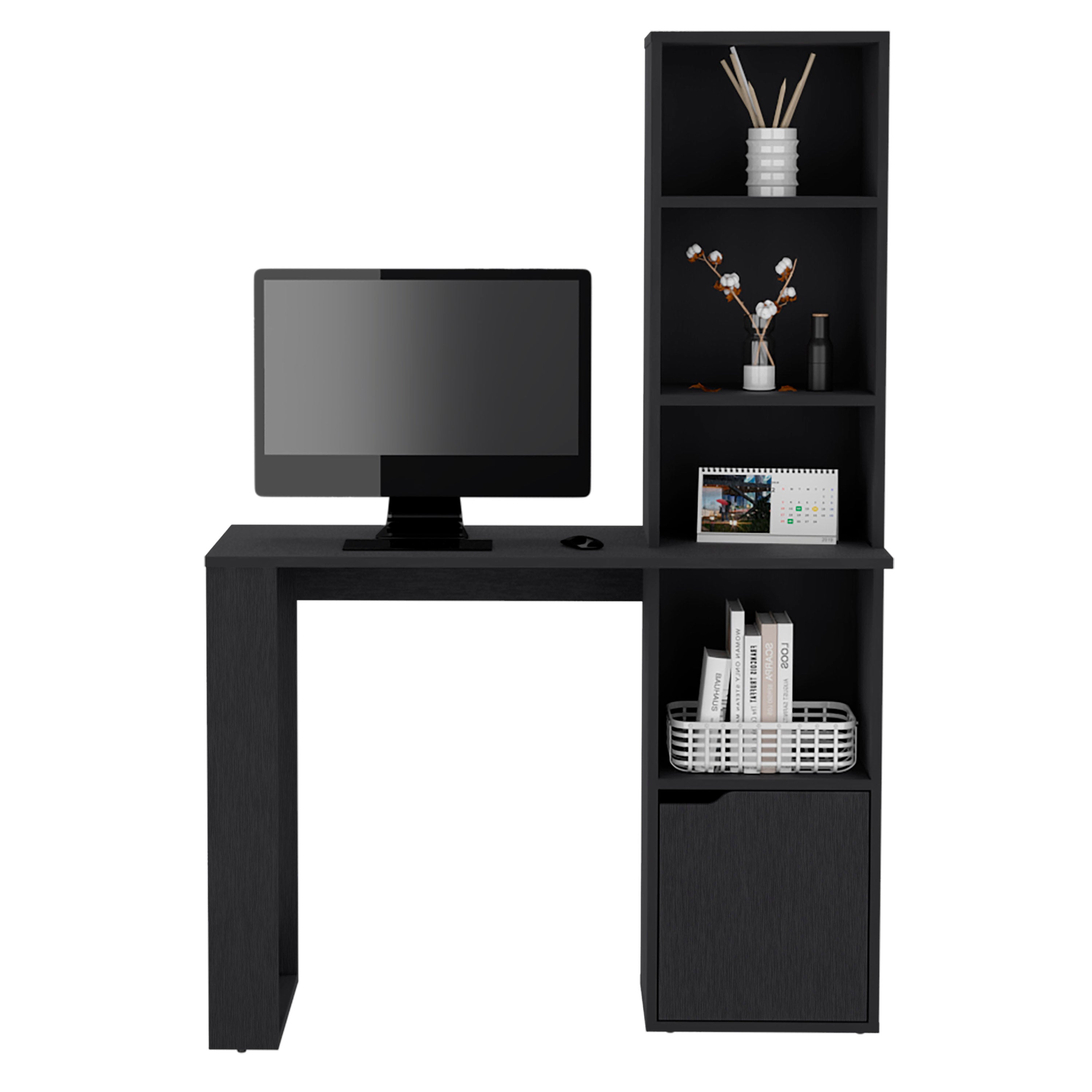 39-Inch Ripley Writing Desk with Storage Tower and Cabinet Door – detail
