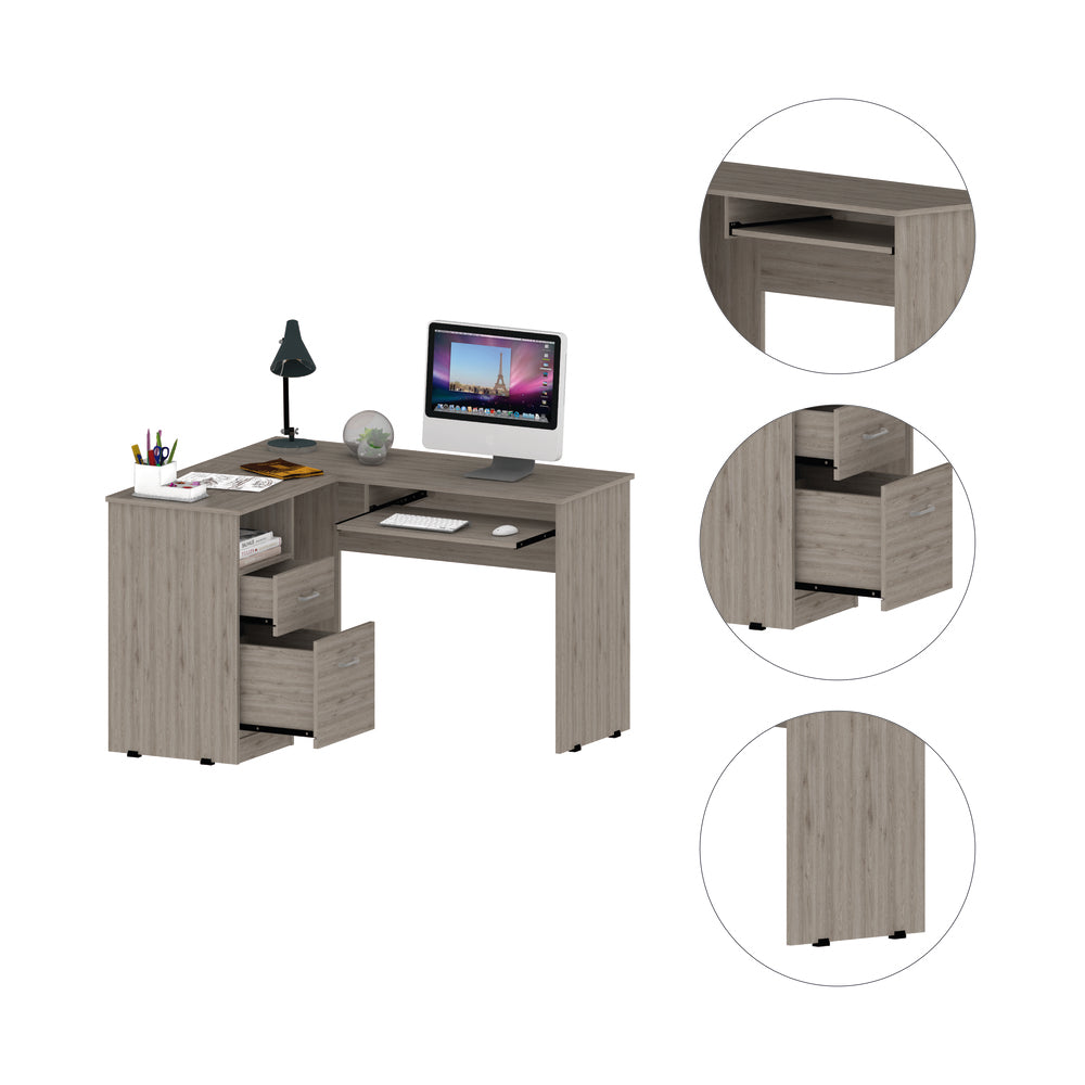 41-Inch Idra L-Shaped Computer Desk with 2-Drawer – Durable Construction