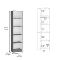 DEPOT E-SHOP Vinton XS Bookcase Compact Bookshelf with Multiple Shelves, Matt Gray / White