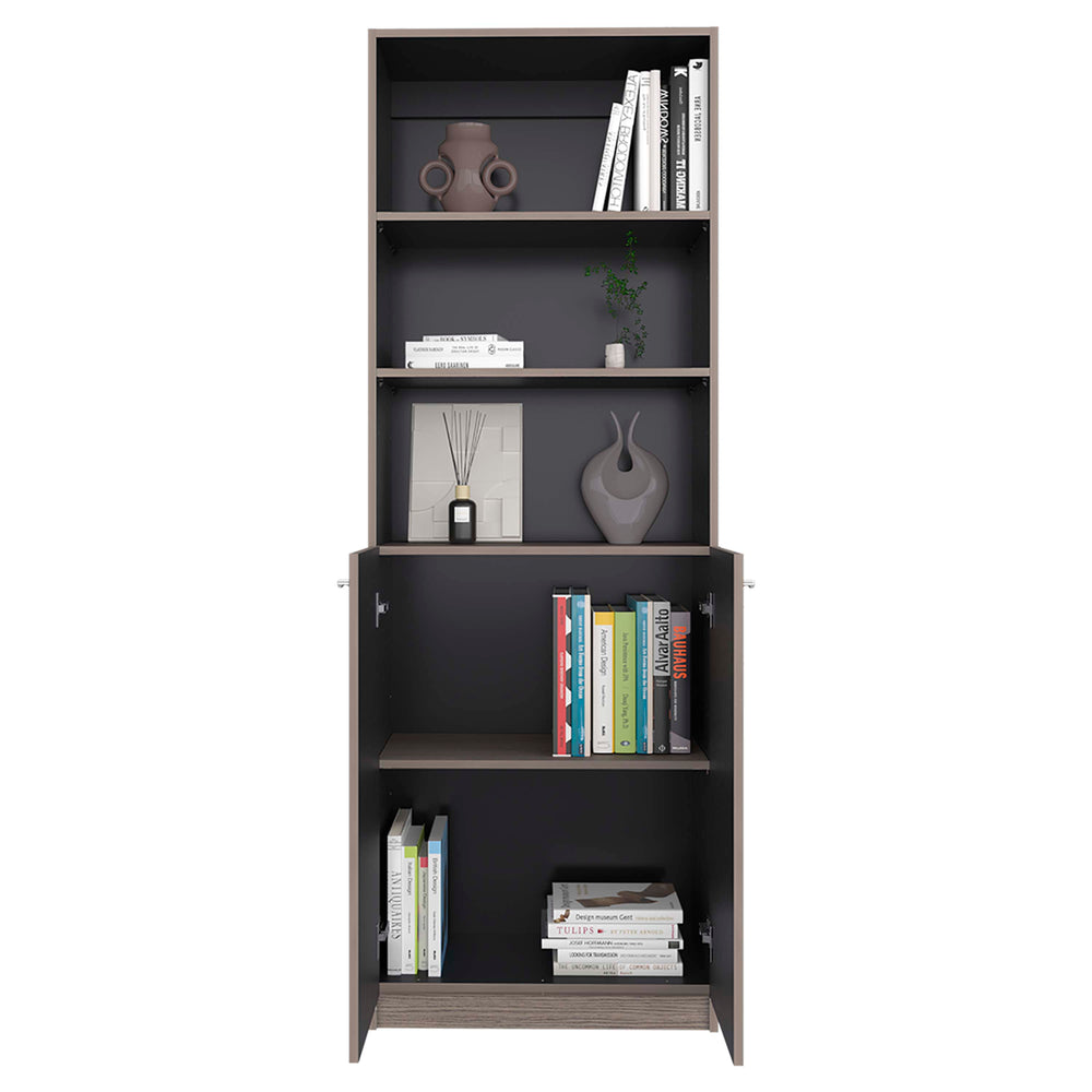 Amherst Door Bookcase, Wood Bookcase with Closed Cabinet Doors and Open Display Shelves – Open Display Shelves