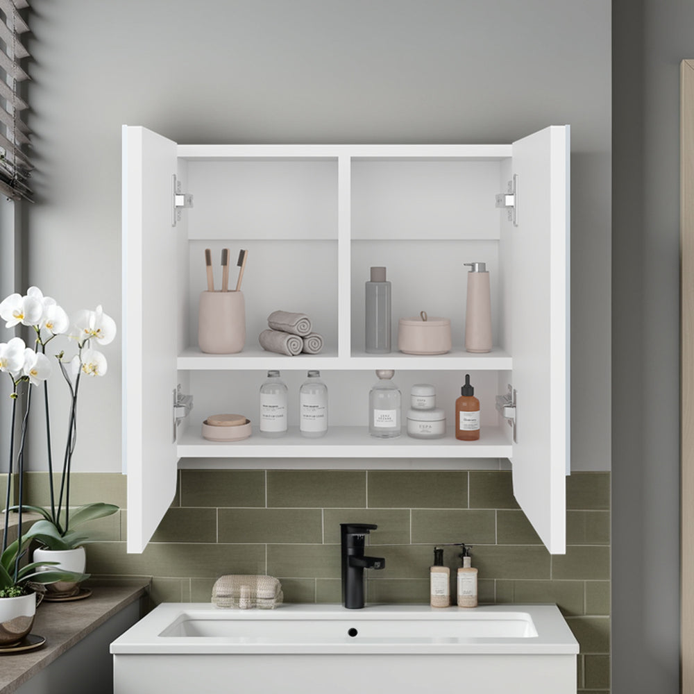 16-Inch Argos Medicine Cabinet with Double Door and 3 Open Shelves – Mirror And Storage Combined