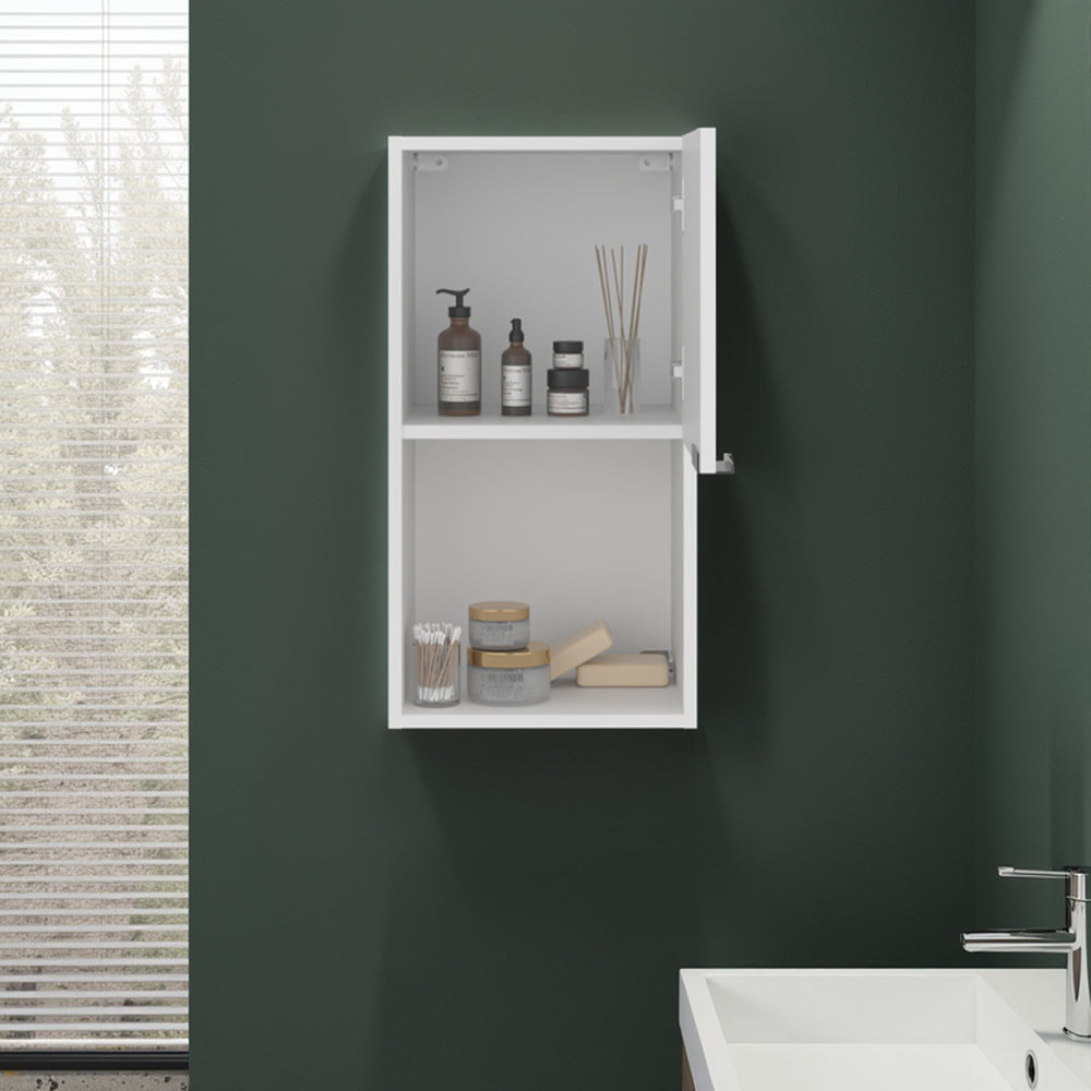 14-Inch Roxbury Medicine Cabinet with Single Door and 2 Open Shelves – Enclosed Cabinet Storage