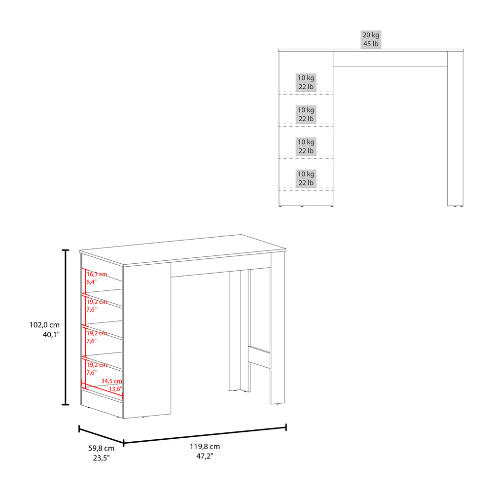 47-Inch Dulac Kitchen Island with 4 Open Shelves – Confirmed Load Rating