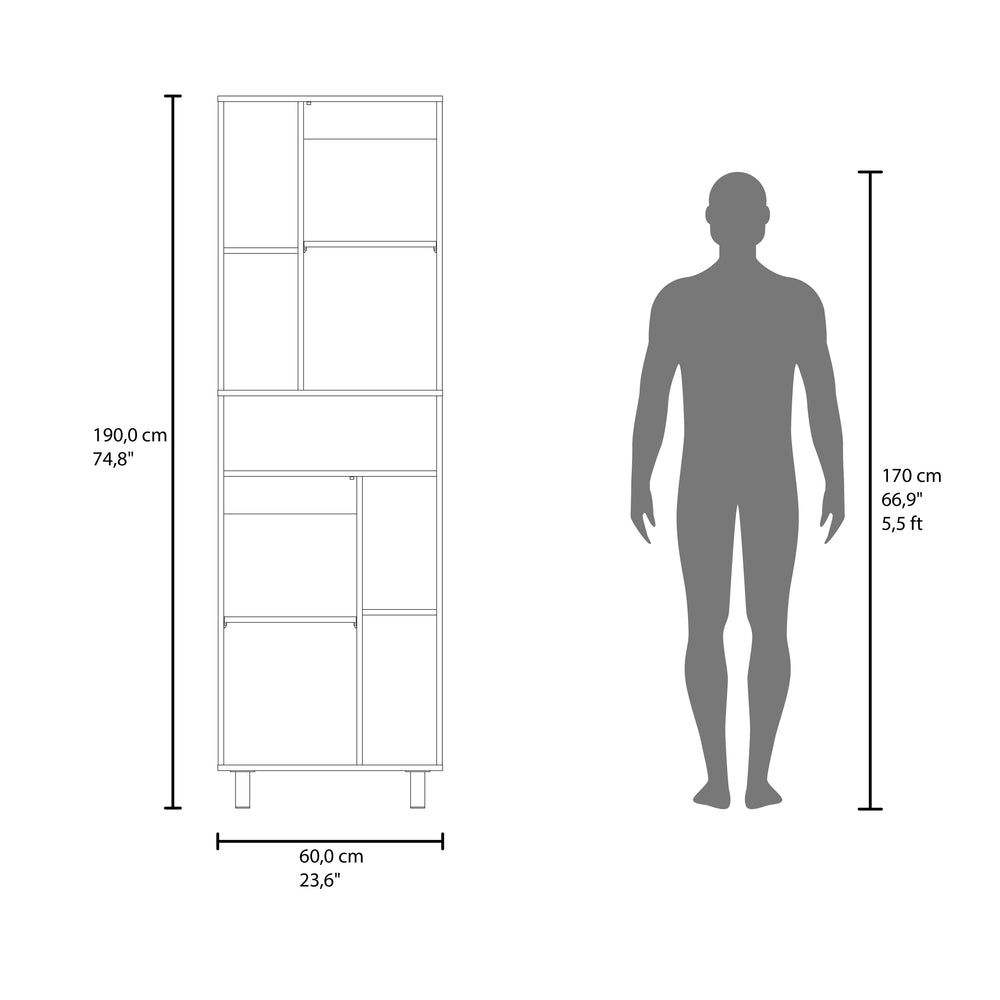 24-Inch Corfu Pantry Cabinet with Double Door and 9 Open Shelves – Durable Construction