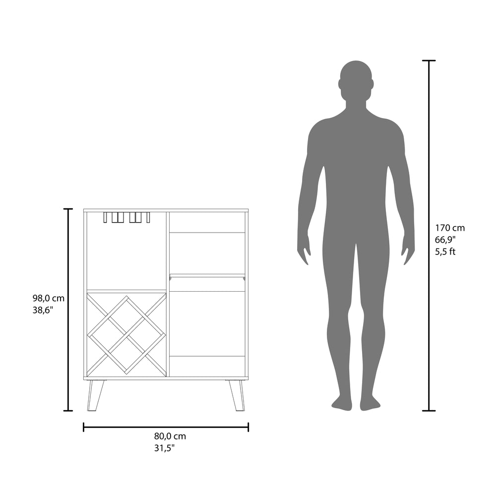 32-Inch Severn Bar Cabinet with 1-Drawer and Single Door – Wine Bottle Storage