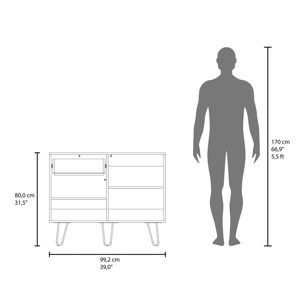 39-Inch Chelan Sideboard Furniture with 1-Drawer and Double Door – Two-Tone Hairpin Design