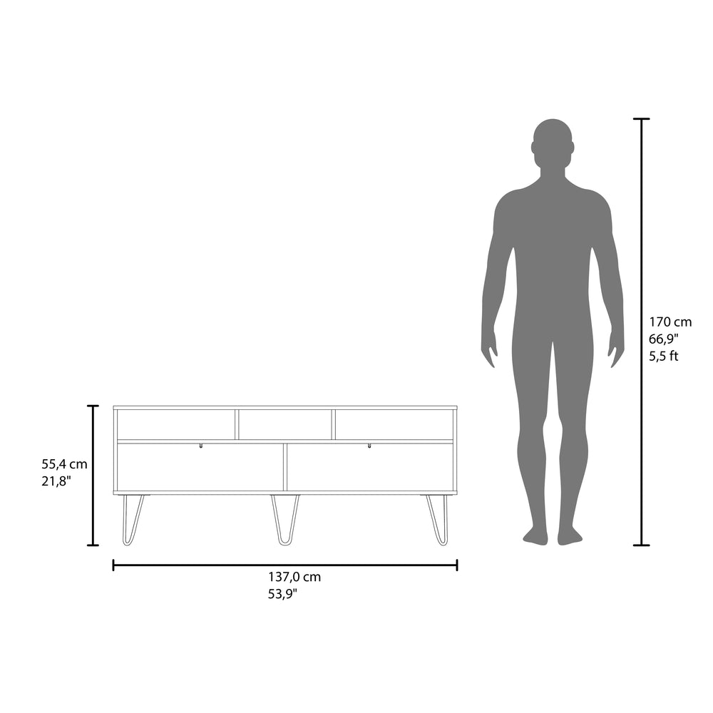 54-Inch Salunga TV Stand with Double Door and 3 Open Shelves – Fits TVs Up to 60 Inches