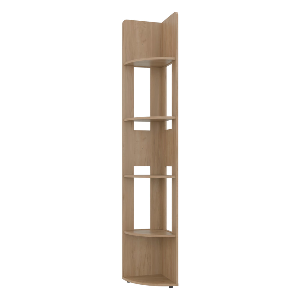 71"-Inch Gerton Corner Bookcase with Five Shelves – Open Storage Shelves