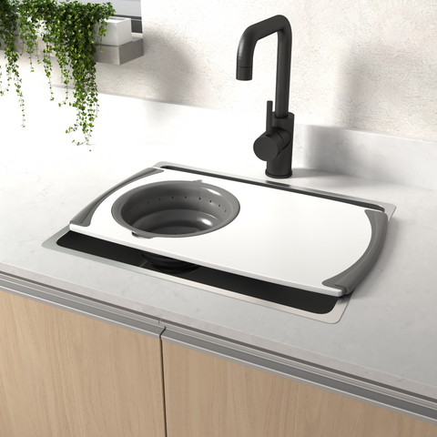 White cutting board with strainer DE-HSO661-00