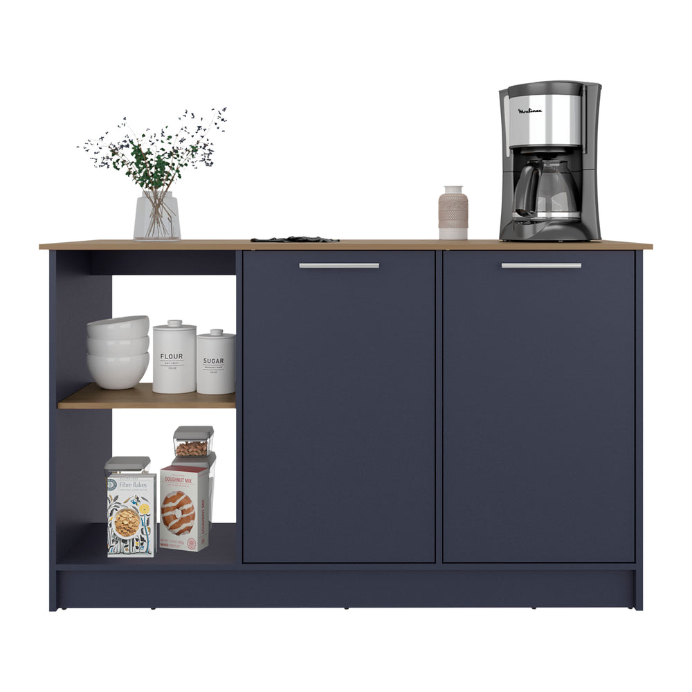 59-Inch Alana Kitchen Island with Double Door and 6 Open Shelves – Confirmed Load Rating