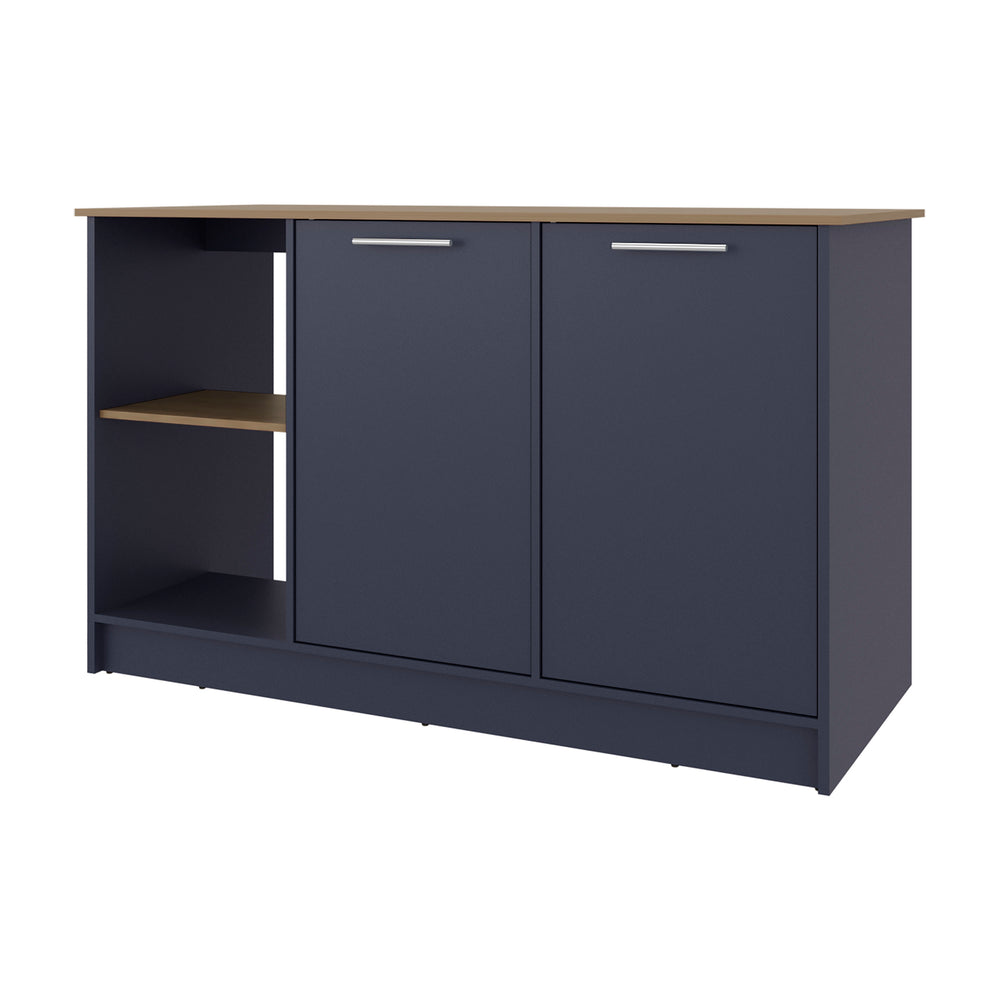 59-Inch Alana Kitchen Island with Double Door and 6 Open Shelves – Durable Construction