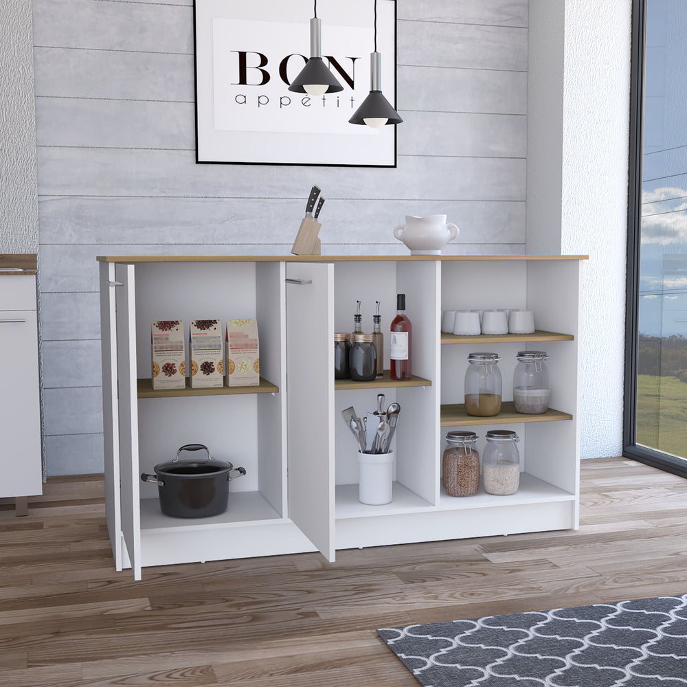 59-Inch Mars Kitchen Island with 3 Open Shelves – Open Shelving Display