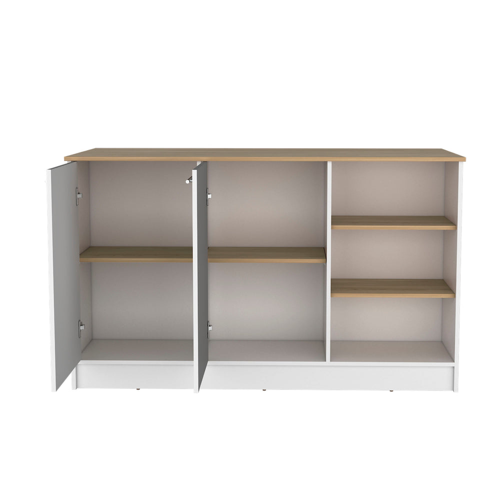 59-Inch Mars Kitchen Island with 3 Open Shelves – Confirmed Load Rating