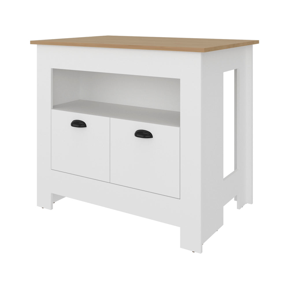 40-Inch Floyd Kitchen Island with Double Door and 3 Open Shelves – Durable Construction