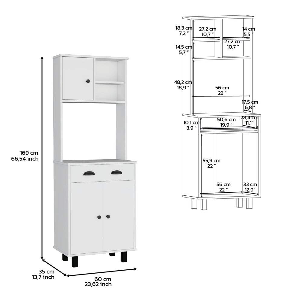24-Inch Waco Kitchen Pantry Cabinet with 1-Drawer and 2 Open Shelves – Durable Construction