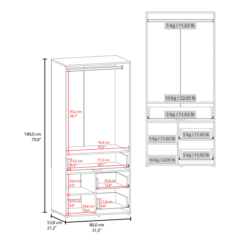 32-Inch Riverdale Armoire with 3-Drawer and Double Door – Sturdy Bedroom Storage