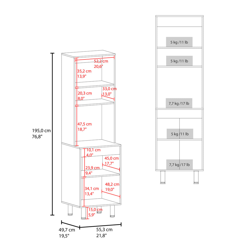 22-Inch Fingal Kitchen Pantry Cabinet with 4 Open Shelves – Tall Storage Profile