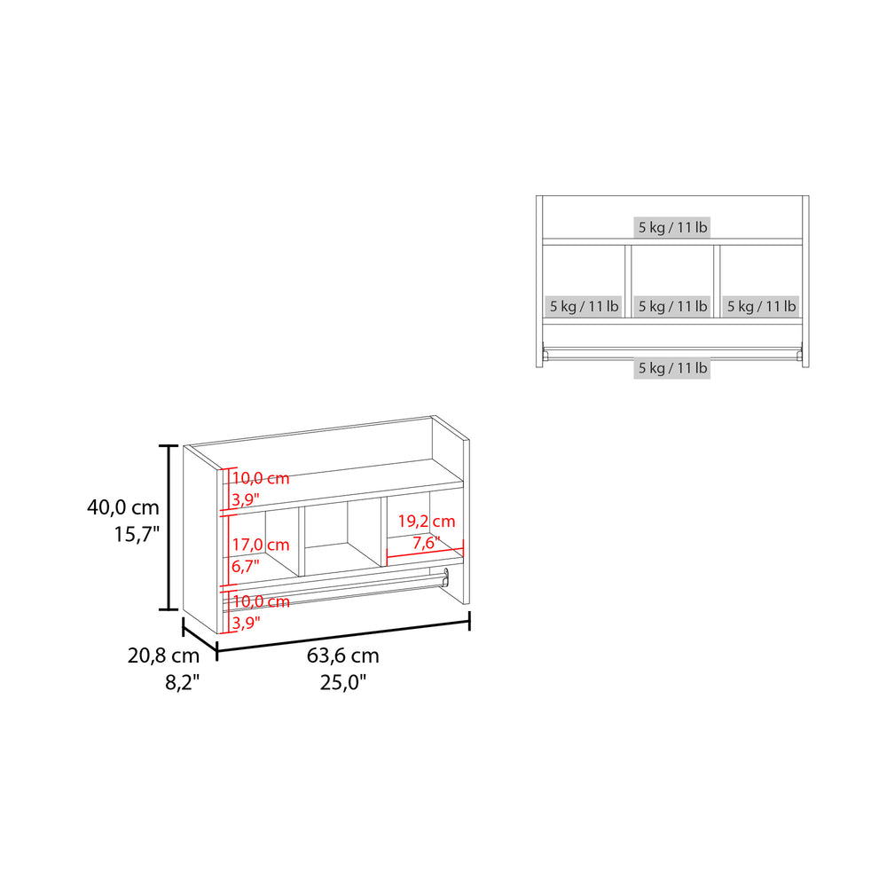 25-Inch Dell Floating Wall Shelves with 2 Open Shelves – Clean White Finish
