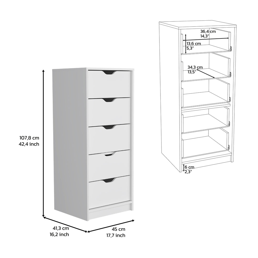 18-Inch Houma Dresser with 5-Drawer – Durable Construction
