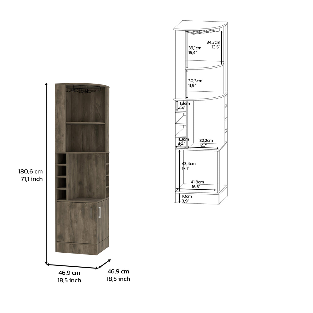 18-Inch Egina Bar Cabinet with 2 Open Shelves – Corner-Ready Footprint