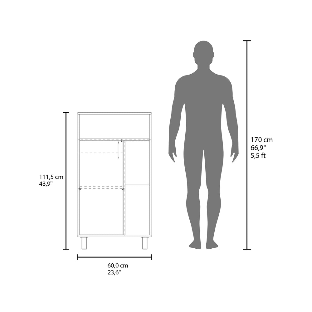 24-Inch Dewar Base Storage Cabinet with Single Door and 5 Open Shelves – Sturdy White Build