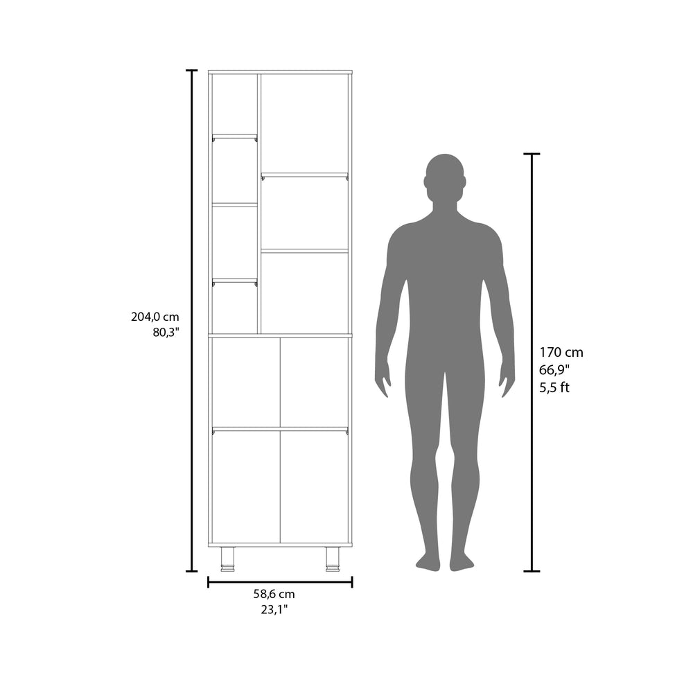 23-Inch Enetai Kitchen Pantry Cabinet with Double Door and 9 Open Shelves – Open Display Shelving