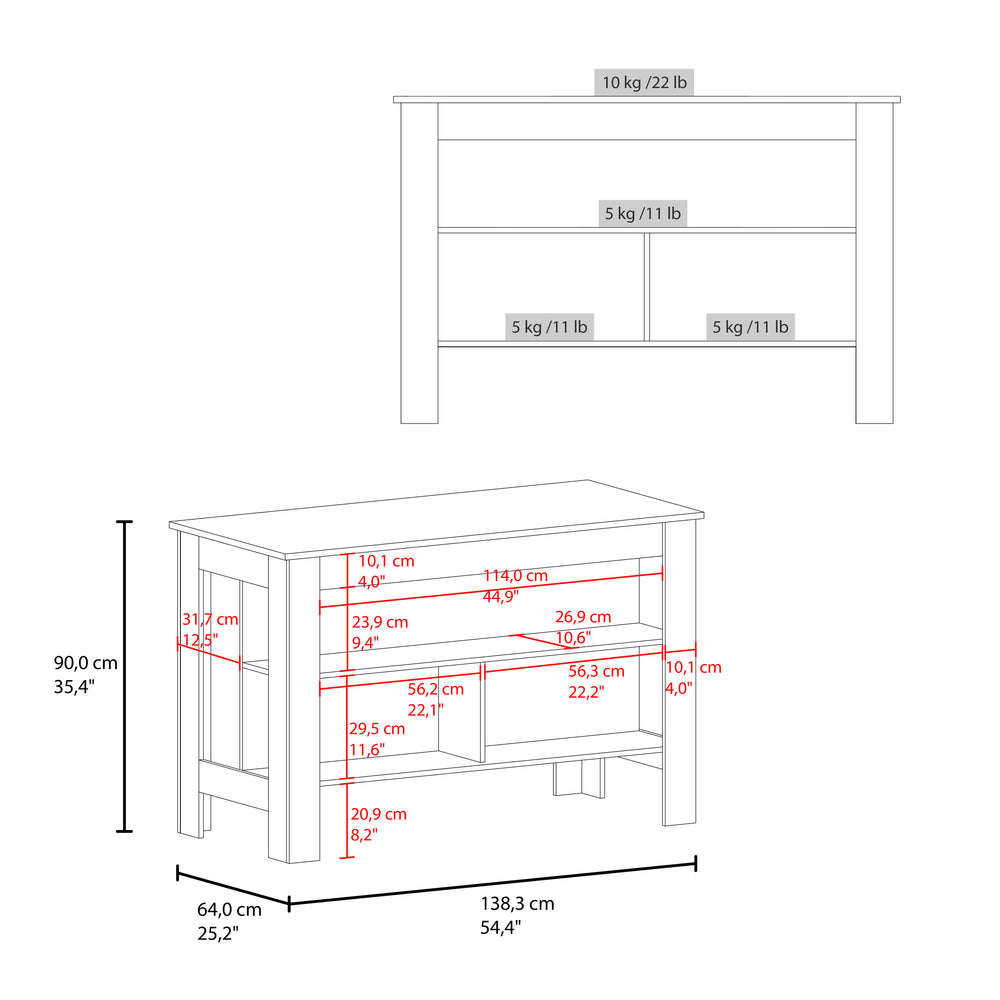 54-Inch Ruso Kitchen Island – Durable Construction