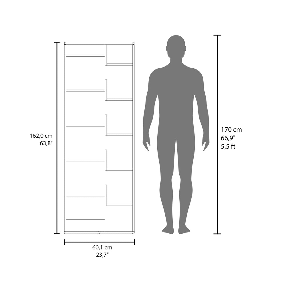 24-Inch Hoodsport Ladder Bookcase with 11 Open Shelves – Two-Tone Panel Design