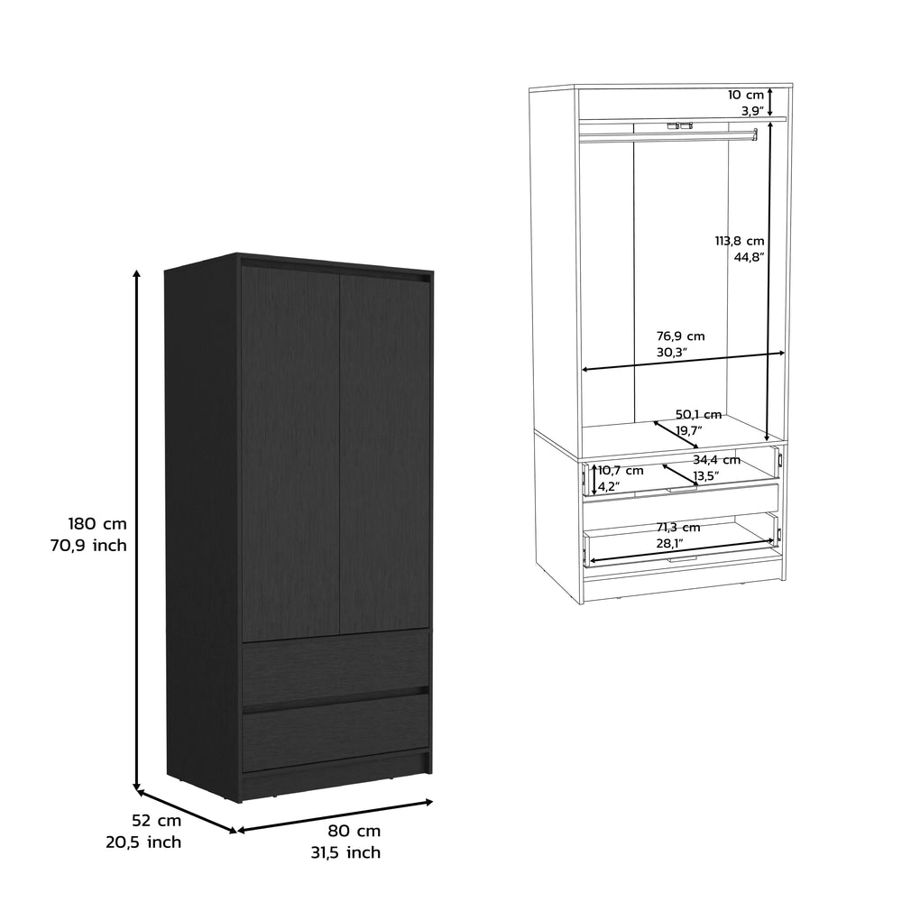 Palmer Wardrobe Closet with 2-Drawer – Indoor Use And Assembly Required