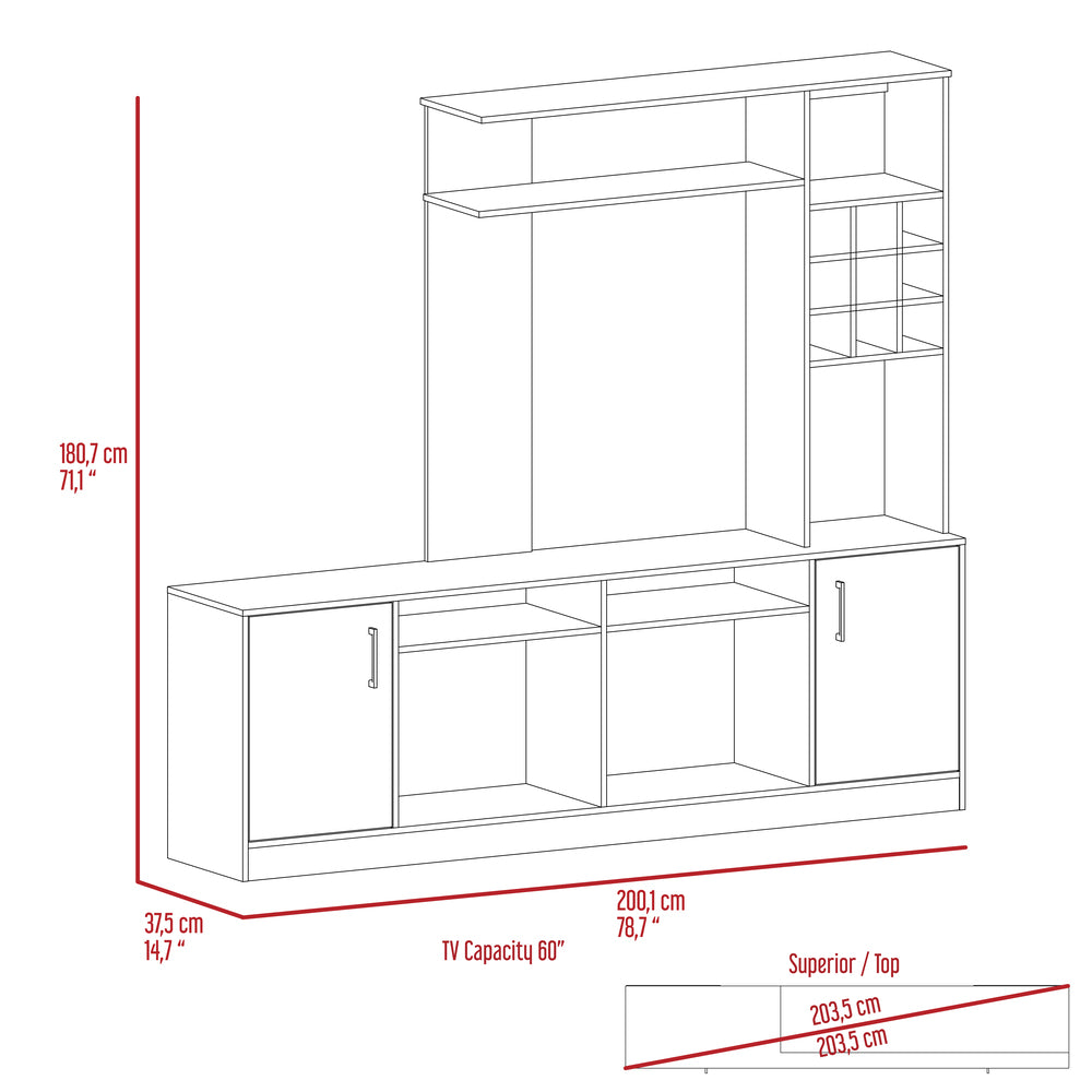 79-Inch King TV Stand with Double Door – Durable Construction