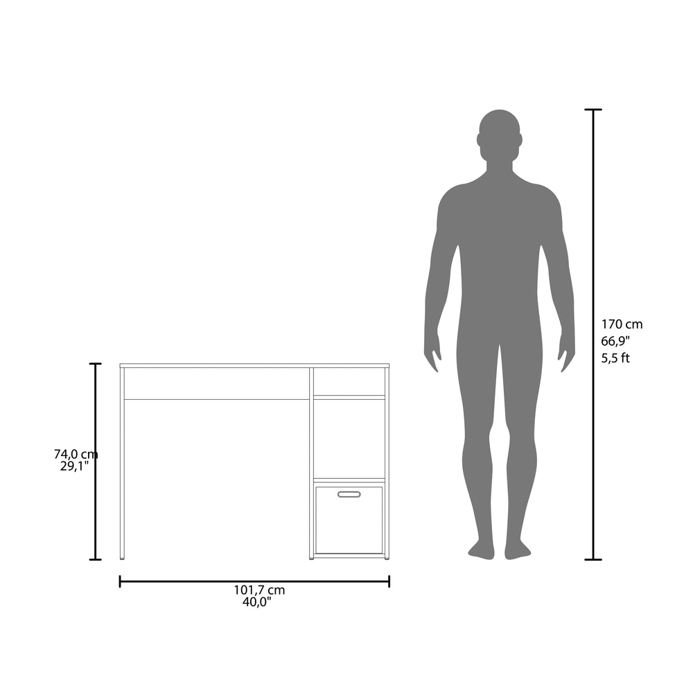 40-Inch Linden Desk with 3 Open Shelves – Assembly Required, Indoor Residential Use