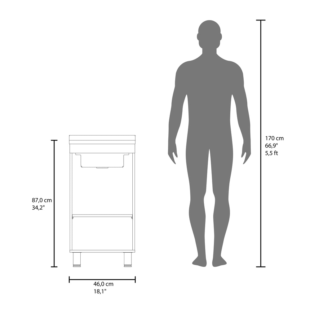 24-Inch Mylo Freestanding Utility Sink Cabinet with Single Door and 2 Open Shelves – Confirmed Load Rating