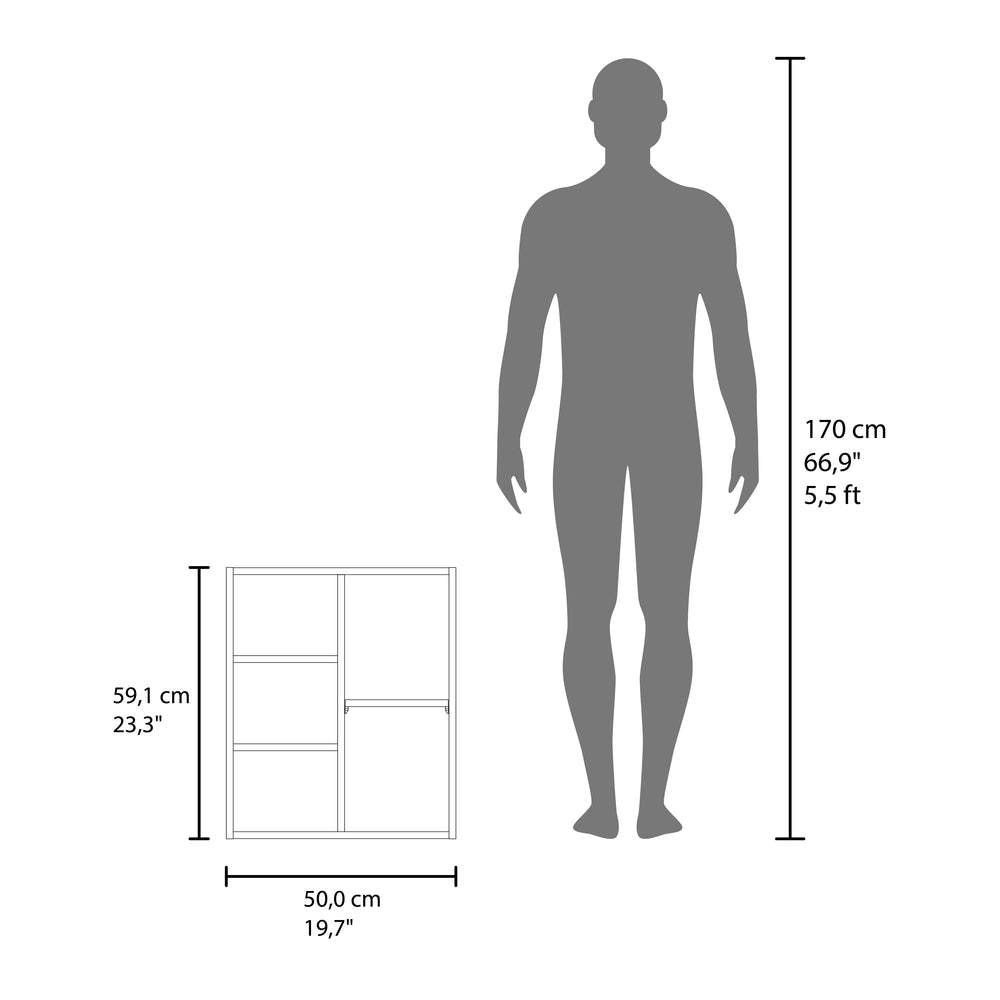 20-Inch Piney Medicine Cabinet with Single Door and 5 Open Shelves – Sturdy White Build