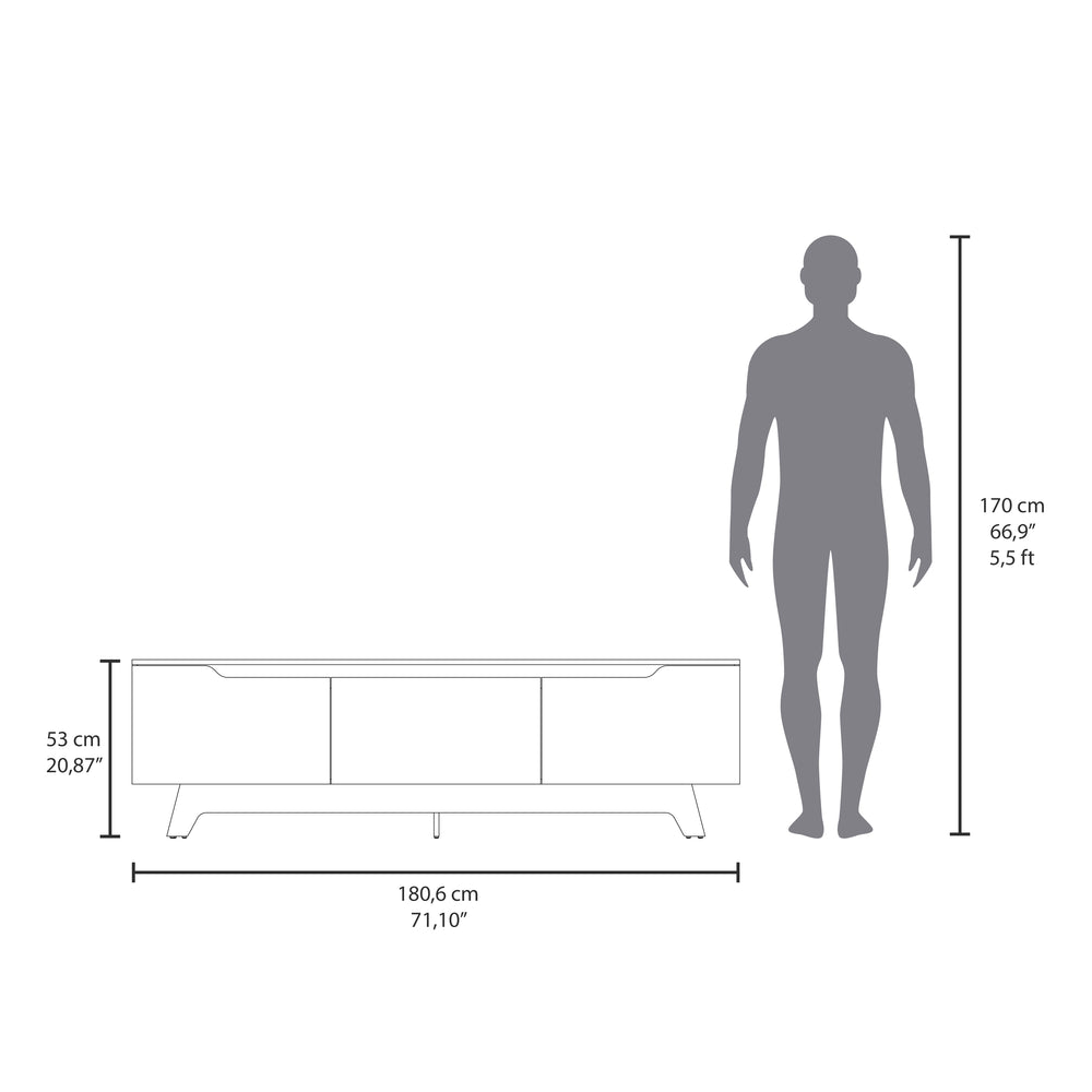 71-Inch Curlew TV Stand with 1-Drawer and Double Door – Center Drawer Storage